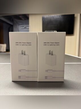 Apple 20W Fast Charger with USB-C to Lightning Cable and Power Adapter 2 Pack